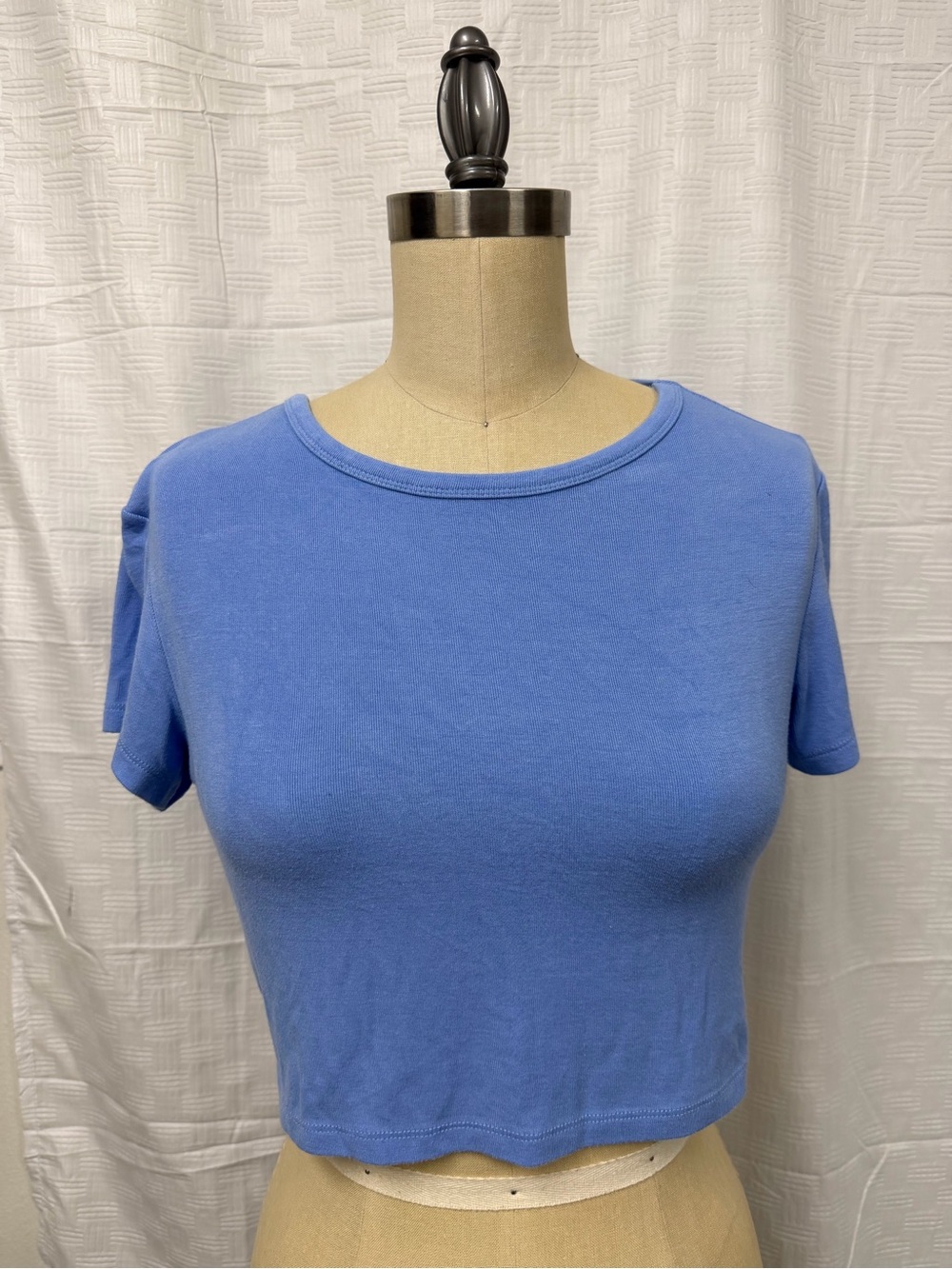 Zara Blue Short Sleeve Crewneck Crop Top
